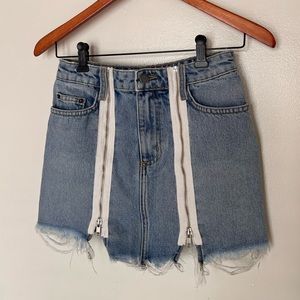 Denim Skirt with White Zippers